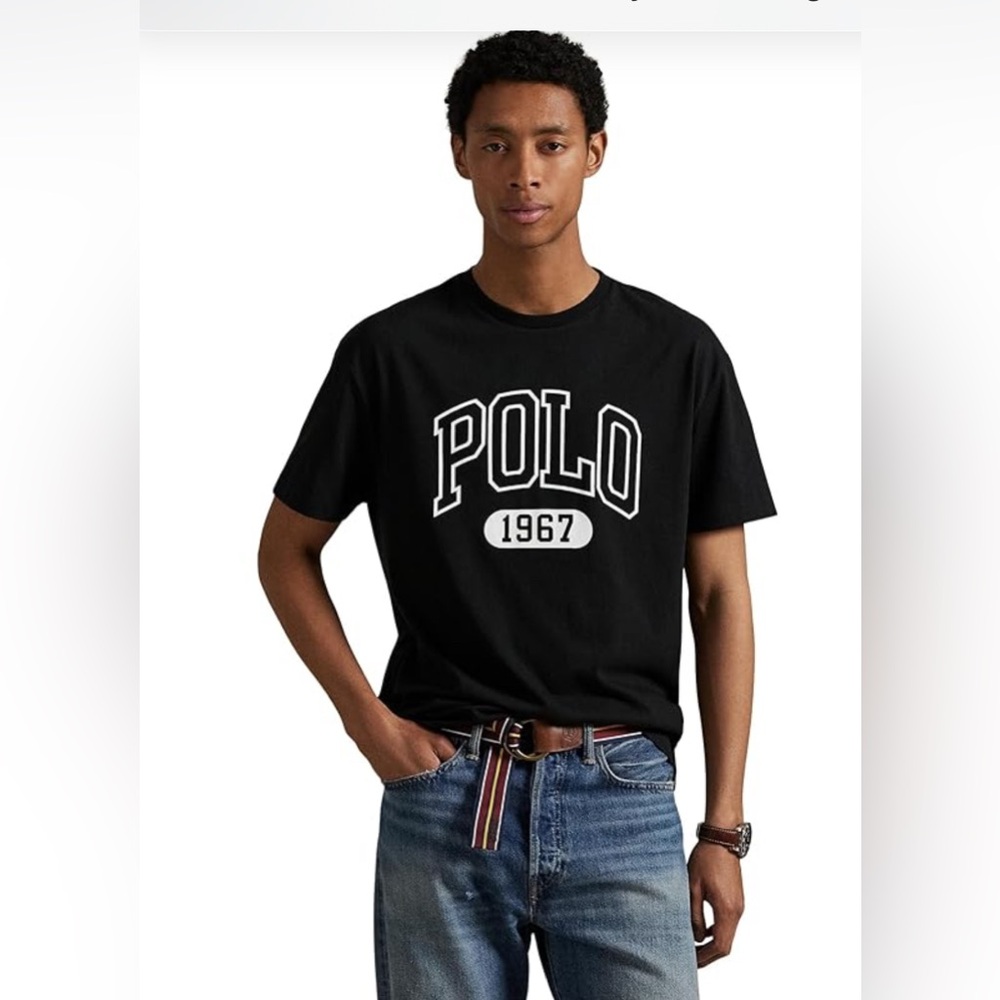 Polo by Ralph Lauren Black Graphic Tee size (Medium) men’s
